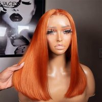 Ginger Bob Wig Human Hair 13x4 Lace Front Wigs 8-16 Inch 4x4 Short Straight Orange Ginger Bob Wigs Pre Plucked 180% Density
