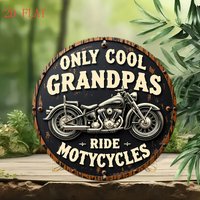1pc Vintage Motorcycle Garage Decor - Retro Motorcycle Wall Art Sign with "Only Cool Grandpas Ride Motorcycles" Text - Heavy-Dut