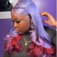 Mint Purple 613 Customize Blue Brown Lace Front Long Straight Human Hair Wig Wear And Go For Women Cosplay Colored High Density