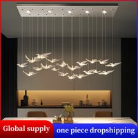 Suspension Chandelier Design Bird Hanging Lamp Dining Table Dining Chandelier Rectangle Kitchen Island Acrylic Pendant Light