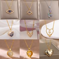 Luxury Zircon Heart Pendant Necklaces For Women Elegant Gold Color Stainless Steel Necklace Trendy Wedding Jewelry Gift