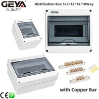GEYA 5/8Ways Waterproof Electrical Distribution Box with Copper Bar Circuit Breaker MCB Power Plastic Junction Wire Box