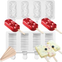 3/4/8 Hole Food Grade Silicone Ice Cream Mold Ice Pop Cube Popsicle Mold With Stick Dessert DIY Magnum Cake Mold Ice Cream Maker