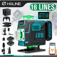 HGLINE Professionelles 16-Linien 4D Laser-Nivelliergerät mit APP-Fernbedienung Selbstnivellierend 360° Horizontal und Vertikal Hochleistungs-Lasernivelliergerät