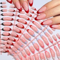 144pcs Nude Almond Press On Nails 6 Colors Glossy French Tips Fake Nails Soft Gel Full Cover Almond Acrylic Nail Diy Nail Art