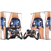 Anime girls Fashion Skin Sticker Decal For XBOX 360 E Console and 2PCS Controller Skins Stickers