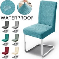 Waterproof Elastic Chair Cover Solid Colors Jacquard Chair Seat Slipcover for Kitchen Wedding Banquet Removable Protector Luxury