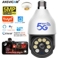 5MP 5G WLAN-Glühbirnenkamera TUYA Smart Life PTZ Außenkamera Kompatibel mit Alexa Google Home Nachtsicht Menschenerkennung Wasserdicht