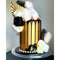 Palm Leaves Cake Topper Feather Cake Decorations 1920s Party Cake Decoration Prom Cake Topper Rose Cake Decorations Roaring 20s