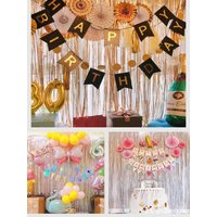 Birthday Party Background Wall Decoration Sparkling Rainbow Streamers Dessert Table Decor Tassels Festival Celebrati...
