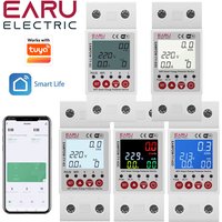 Miernik energii elektrycznej EARU Tuya WiFi Smart kWh z funkcją monitorowania, ochrony przed przepięciami i podnapięciami, zabezpieczeniem przed upływem prądu do ziemi, przekaźnikiem czasowym i
