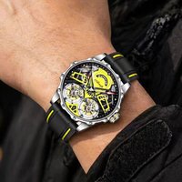 Aesop (manual7028)Luxury Double Flywheel Tourbillon Mechanical Watch Hollow Skeleton Night Glow Sport Racing Male Wristwatch