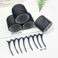 12pcs Women's Curling Kit (4 pcs Hair Rollers + 8 pcs Hair Clips) - Family Hair Salon Curls Set, Voluminous Texture