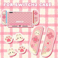 Kawaii Pink Protective Shell Compatible With 2 - ABS NS2 Console Back Cover And Silicone Handle Case Sweet Bunny