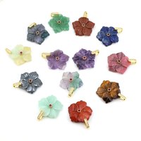 28mm Natural Stone Peach Blossom Pendant Carving Crystal Flower-shaped Gemstone Charm Floral Jewelry Perfect Gift for Daily Wear