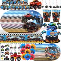 Monster Truck Birthday Party Decoration Kit Plates Napkins Stickers Keychins Goodie Bag Fiilers Baby Shower Party Favor Supplies