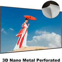 2026 Acoustically Transparent Silver 3D Nano Metal Perforated Acoustic ALR Projection Screen Fixed Frame 1CM Ultra Narrow Bezel