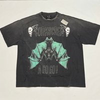 Washed SAINT Bat Skull Print T Shirt Men Women High Quality Oversize Tee Tops T-Shirt