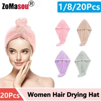 1/8/20Pcs Women Drying Hair Towel Quick-dry Hair Cap Microfiber Hair Drying Wrap Super Absorption Triangle Shower Hat Towel Tool