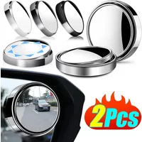 2Pcs Round Frame Convex Auxiliary Mirror Wide-Angle 360 Degree Adjustable Car Rearview Mirror Safety Driving Blind Spot Mirror