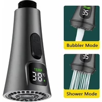 kitchen faucet 2 in 1 adapter Pull Sink Water Tap Nozzle Out Faucet Sprayer Nozzle 3Modes LED Faucet Adapter For 1/2" Connection
