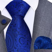 GUSLESON 8cm Blue Black Pink Men Ties Pocket Square Cufflinks Set Paisley Silk Necktie Wedding Business Gift Tie Accessories