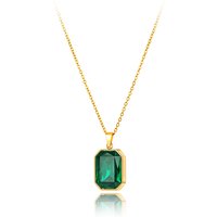 Lokaer Sparkling Stainless Steel Geometric Square Cubic Zirconia Crystal Pendant Necklace Jewelry For Women N23076