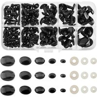 1 Box Safety Eyes and Noses Plastic Craft Doll Eyes with Washers Oval Plastic Bear Eyes and Noses for Stuffed Animals