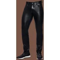 Men's Black Matte Faux Leather Slim Pencil Pants Male Chic Skinny Fit Style PU Trousers With Pockets Casual Entertainment Custom
