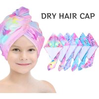 1/6 Pcs Children's Hair Drying Cap Water Absorbing Hair Towel Wrap Soft Digital Printed Hair Turban Towel Microfiber Home Use