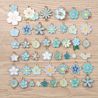 Tusember Mixed 10Pcs Cute Colorful Flowers Charms Pendants for DIY Flower Keychain Bracelets Necklace Jewelry Making Accessories