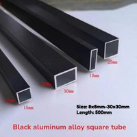 1/2pcs Length 500mm Black Aluminum Square Pipe Rectangular Tube Lightweight Durable Decoration Outdoor 8x8mm-30x30mm