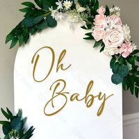 Oh Baby Shower Sign Sticker Oh Baby Themed Balloon Arch Backdrop Vinyl Stickers for Baby Shower Gender Reveal Birthday Decor