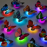 5/10pcs 3D LED Butterfly Decoration Night Light Sticker Single and Double Wall Light for Garden Backyard Lawn Festive Party