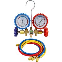 R134a Air Conditioning Pressure Gauge with Hose and Hook 3 Way AC Diagnostic Manifold Gauge Set Freon For R12 R22 R404A R134a