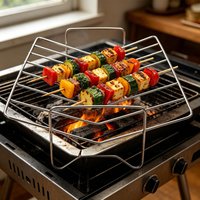 1PC Roasting Rack Stainless Steel V Shaped Kitchen Tool with Handle Metal Turkey BBQ Rack for Turkey Vegetable Meat tools