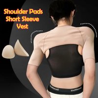Insert Shoulder Pads Short Sleeve Vest Cosplay Clothes Female Male Fitness Top Wide Shoulder Enhance Slim Big Muscle Integrated