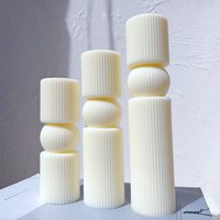 6 Designs Column Ribbed Pillar Candle Mold CylinderTemplate Silicone Molds Geometric Home Decor Striped Soy Wax Mold