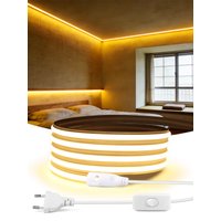 1-30m High Quality Solid Silicone Neon 220V Cob LED Strip Light Super Bright Waterproof With EU Power Supply Switch Room Decor