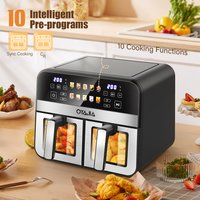 10.5L Air Fryer Double Basket Touch Display, Viewing Window, 10 Functions XXL