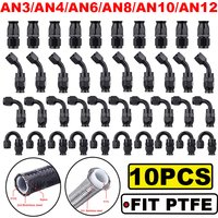 10x Universal Straight 0 45 90 180 Degree AN3 AN4 AN6 AN8 AN10 AN12 Hose End Fitting Hose Adapter For Swivel PTFE Oil Fuel Line