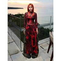 Weird Puss See Through Long T-Shirts Women Snake Print Turtleneck Long Sleeve High Split Elastic Sexy Coquette Skinny Club Tops