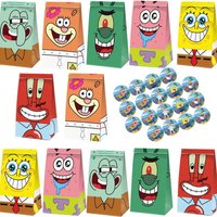 Cute Sponge&Bobed Favor Candy Box Gift Box Paper Bags Anime Birthday Party Decoration Kawaii Patrick Star Candy Boxes Gift