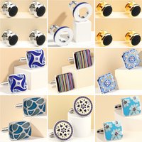 Annlyy Fashion Flowers Enamel Mens Cufflinks Cuff Links Studs Set