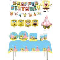 Cartoon SpongeBob SquarePants Birthday Party Decorations Patrick Star Balloons Plates Tissues Kids Birthday Gifts Baby Shower