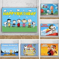 Cartoon Dog Snoopyed Theme Background Baby Girl Boy Birthday Party Banner Decorative Supplies Vinyl Photo Props Baby Shower Gift