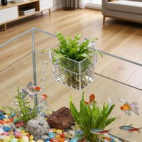 Aquarium Hydroponic Plant Holding Basket Wall-Mounted Aquatic Planting Basket Transparent Hangable Fish Tank Pot Cup
