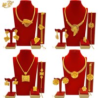 New Indian Dubai Luxury Irregular Necklace And Earrings Jewelry Set For Women Ethiopian Bridal 24k Gold Color Wedding Jewellery