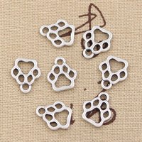 50pcs Charms Dog Paw 13x11mm Antique Bronze Silver Color Plated Pendants Making DIY Handmade Tibetan Bronze Silver Color Jewelry