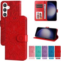 Magnetic Leather Wallet Flip Case for Samsung Galaxy S26 S25 Edge S24 S23 S22 S21 S20 S10 S10e S9 S8 Plus FE A07 Cover Sunflower